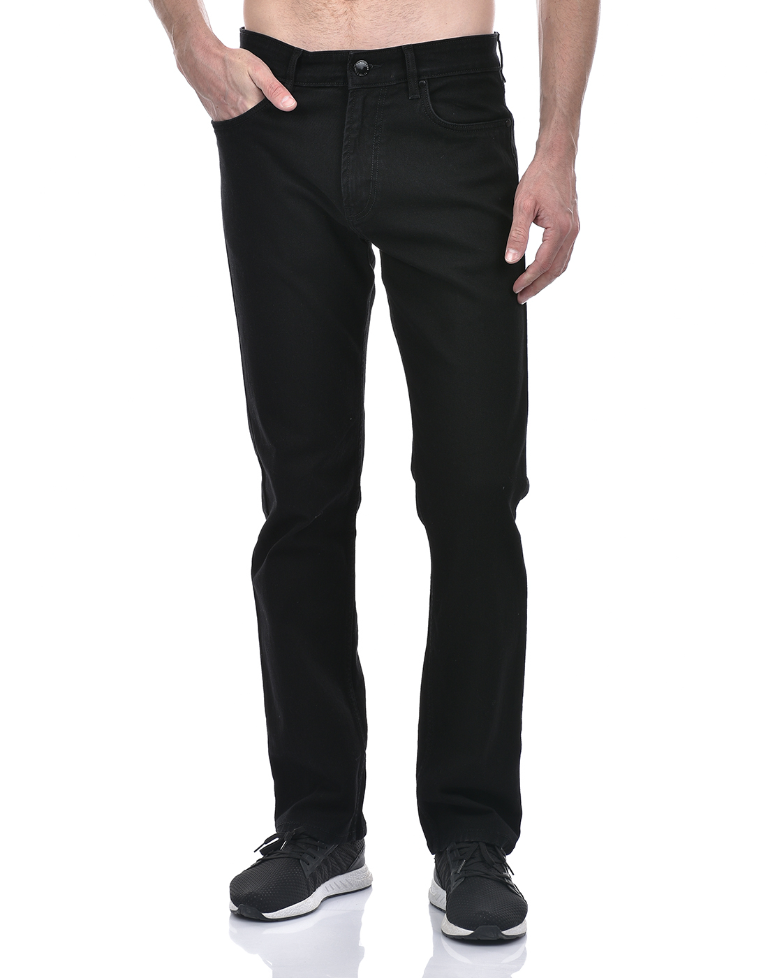 Numero Uno Men Tappered Fit Black Solid Sustainable Stretchable Jeans